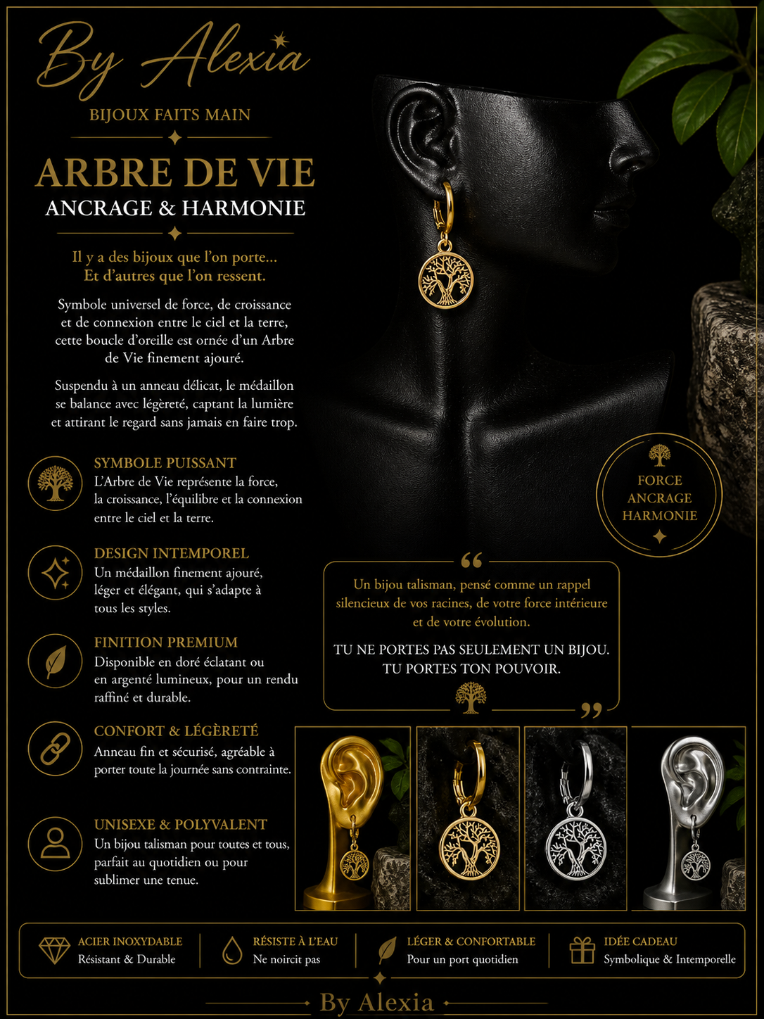Anneaux argenté « Arbre de Vie – Ancrage & Harmonie »