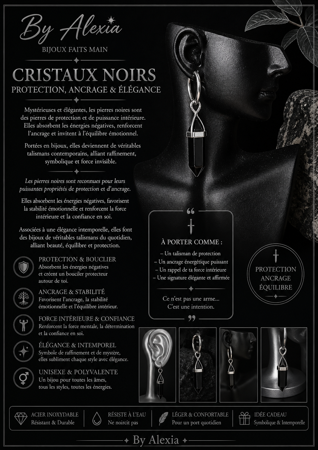 Cristal noires : protection, ancrage et élégance