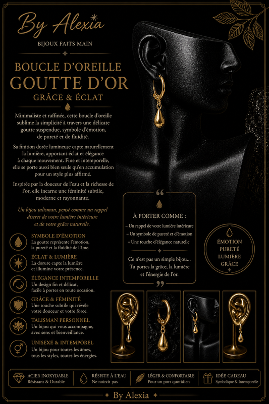 Boucle d’oreille Goutte d’Or – Grâce & Éclat