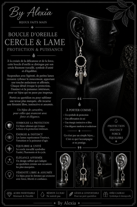 Boucle d’oreille Cercle & Lame – Protection & Puissance